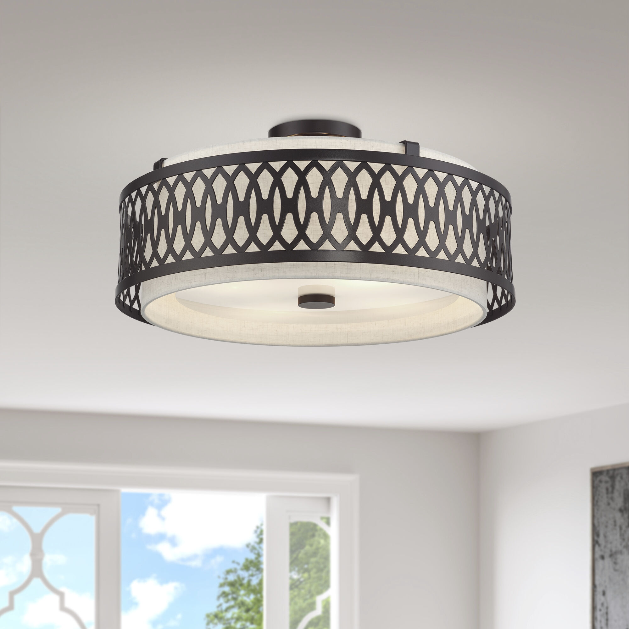 Vistaview 4 Light 21 inch English Bronze Semi-Flush Ceiling Light