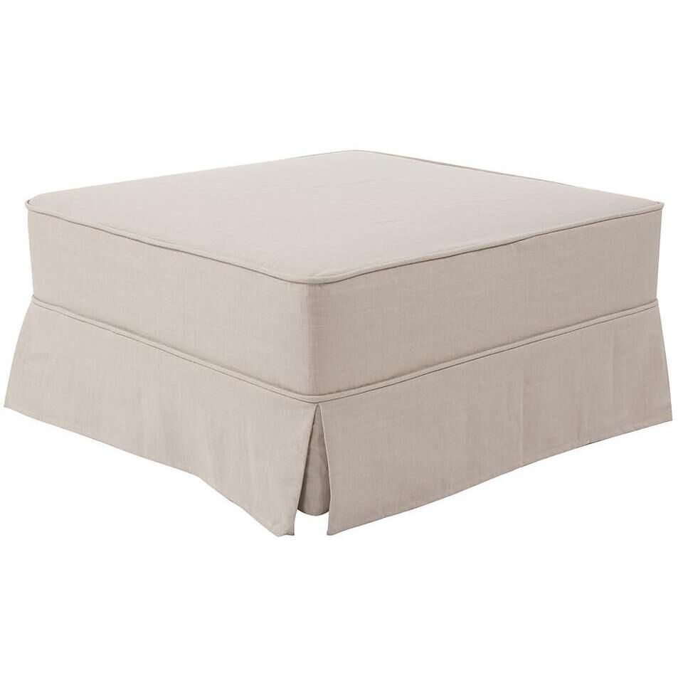Universal 18 inch Natural Skirted Ottoman, 36in Square, The Linen Collection