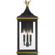 Simpson 3 Light 25 inch Matte Black and Textured Gold Outdoor Sconce