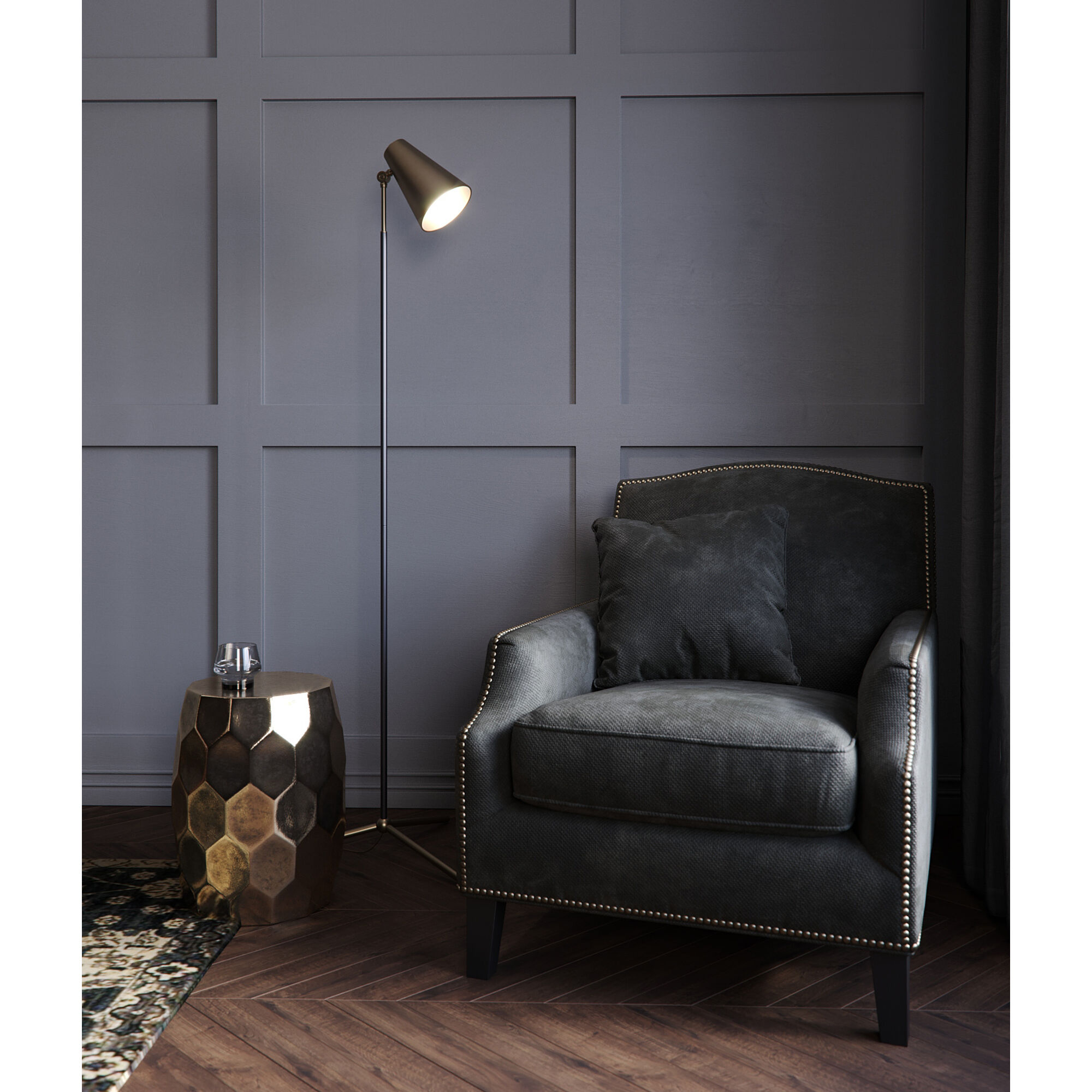 Maggie 65.5 inch 60.00 watt Antique Brass Floor Lamp Portable Light