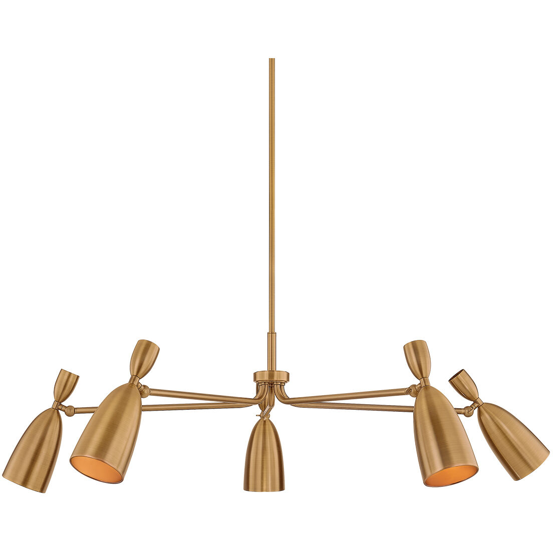 Spade 5 Light 49.25 inch Patina Brass Chandelier Ceiling Light