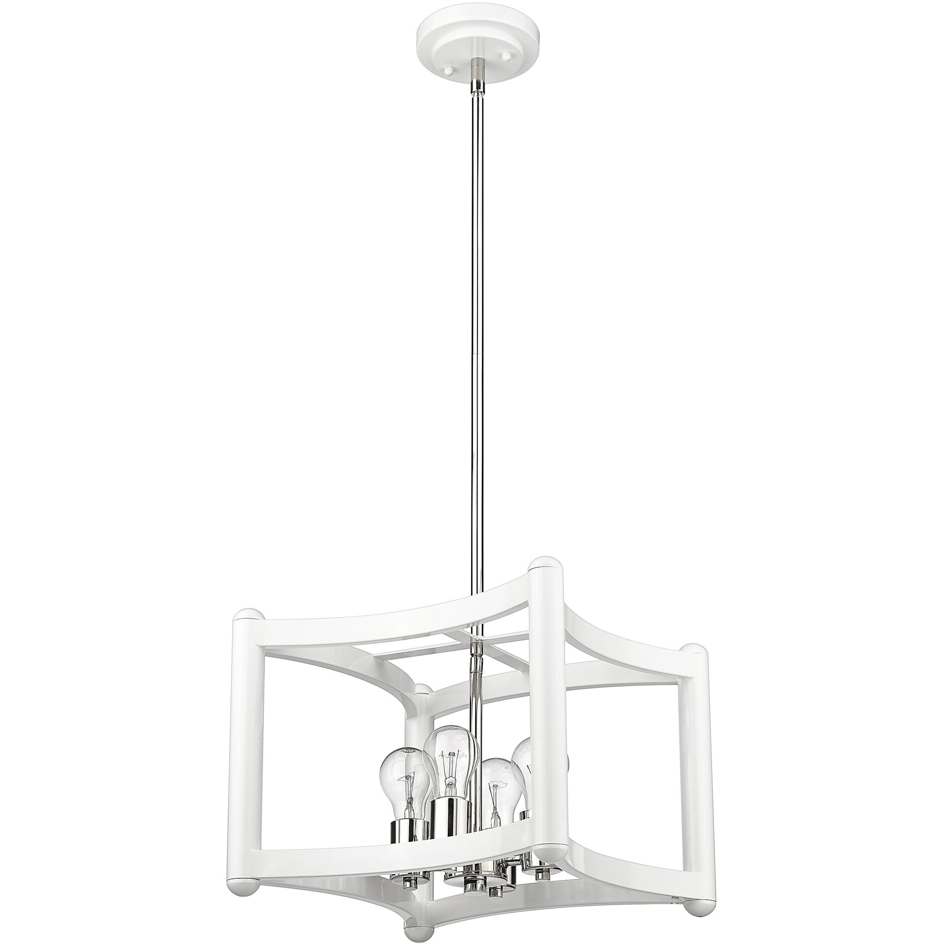 Coyle 4 Light 14 inch White with Polished Nickel Cluster Pendant Ceiling Light