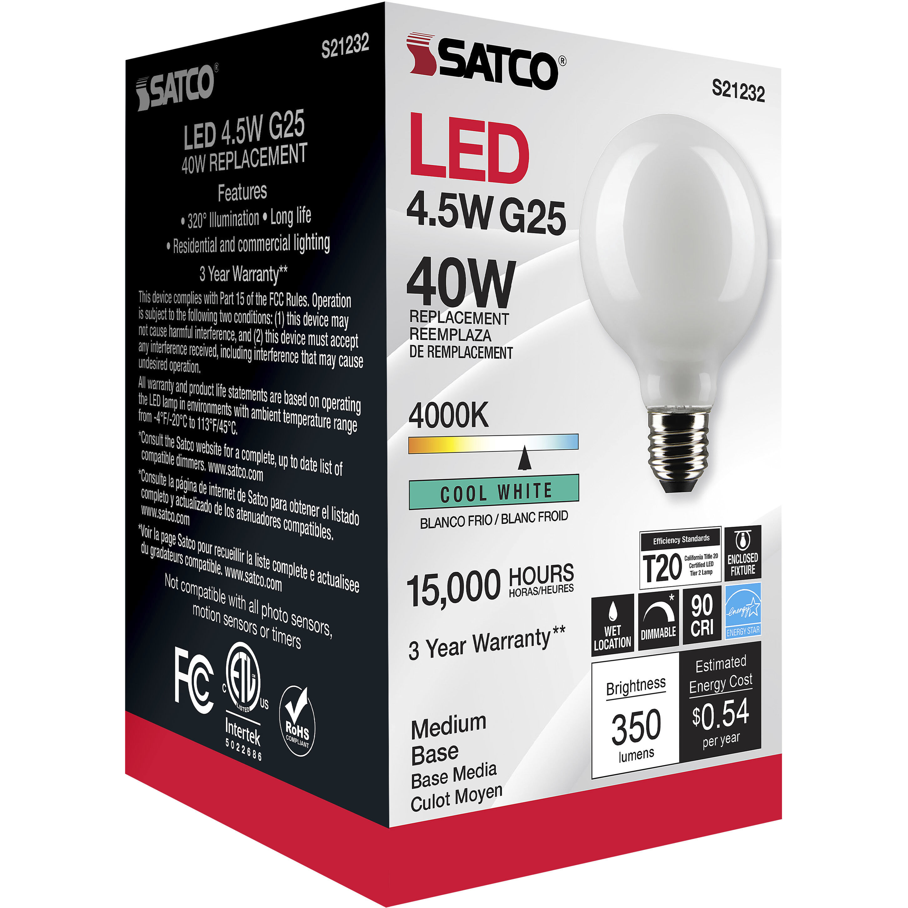 Lumos LED Medium Medium 4.50 watt 4000K LED Filament