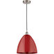 Edison Plymouth Dome LED 12 inch Brushed Satin Nickel Mini Pendant Ceiling Light