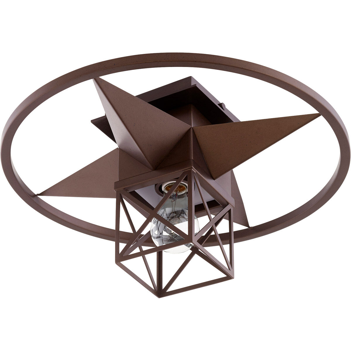 Star Cage 1 Light 17 inch Oiled Bronze Semi Flush Mount Ceiling Light