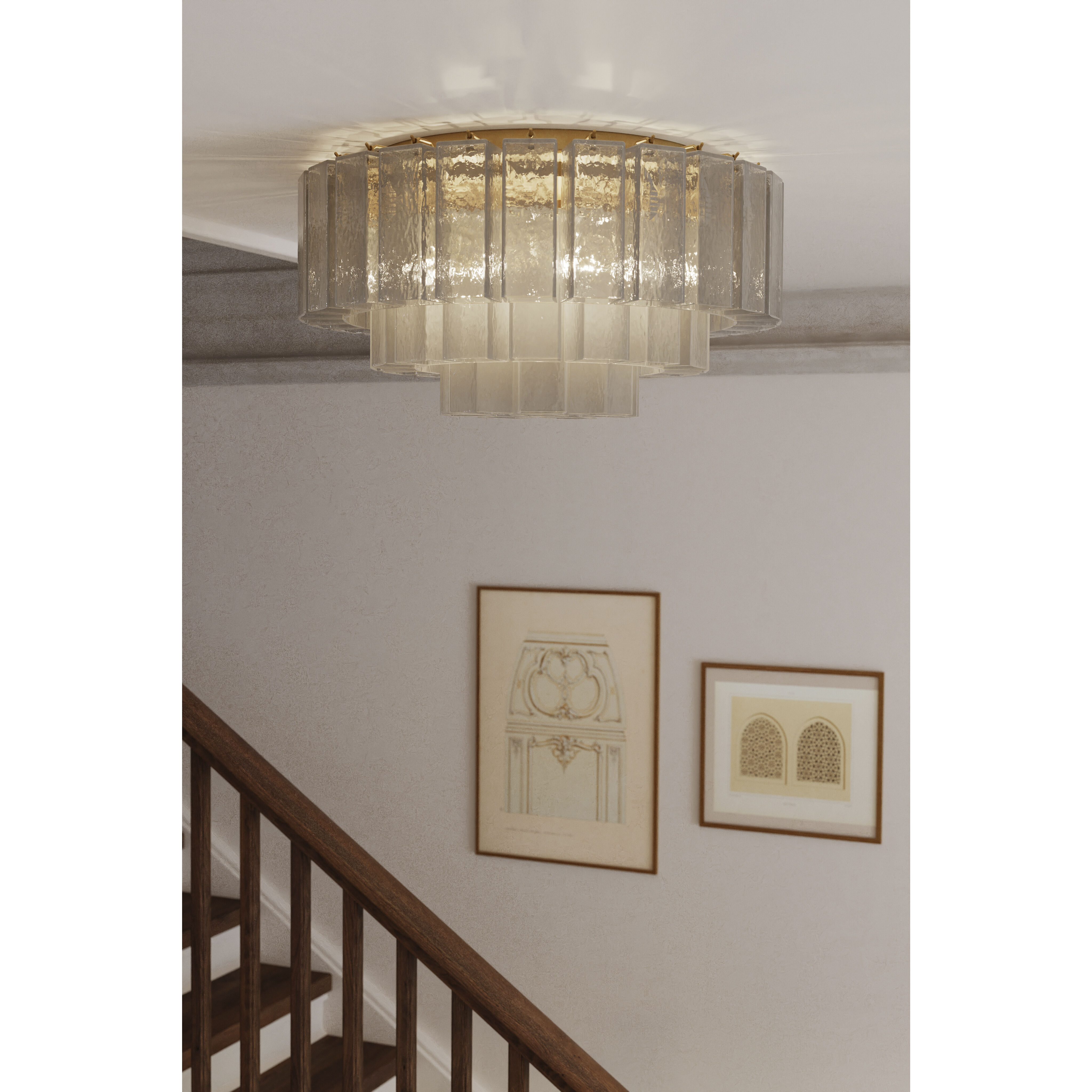 Torvento 7 Light 28 inch Legacy Brass Flush Mount Ceiling Light