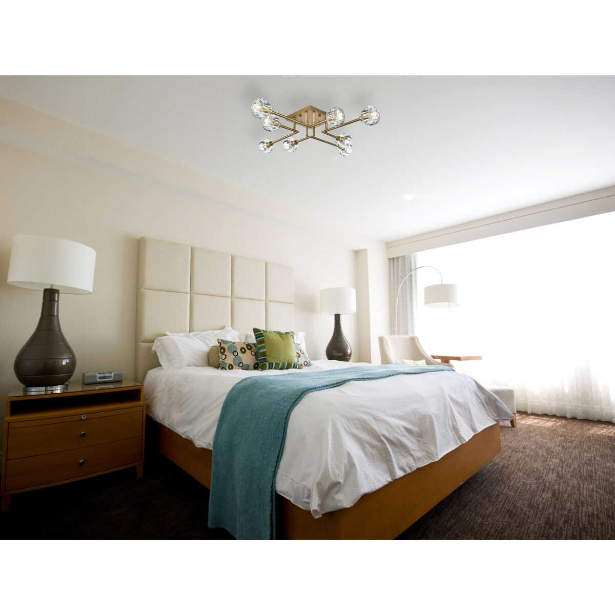 Eren 8 Light 31 inch Satin Gold Flush Mount Ceiling Light