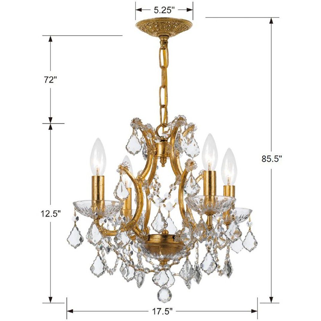 Filmore 4 Light 17 inch Antique Gold Mini Chandelier Ceiling Light in Clear Spectra