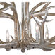 Antler 6 Light 33 inch Silver Leaf Chandelier Ceiling Light