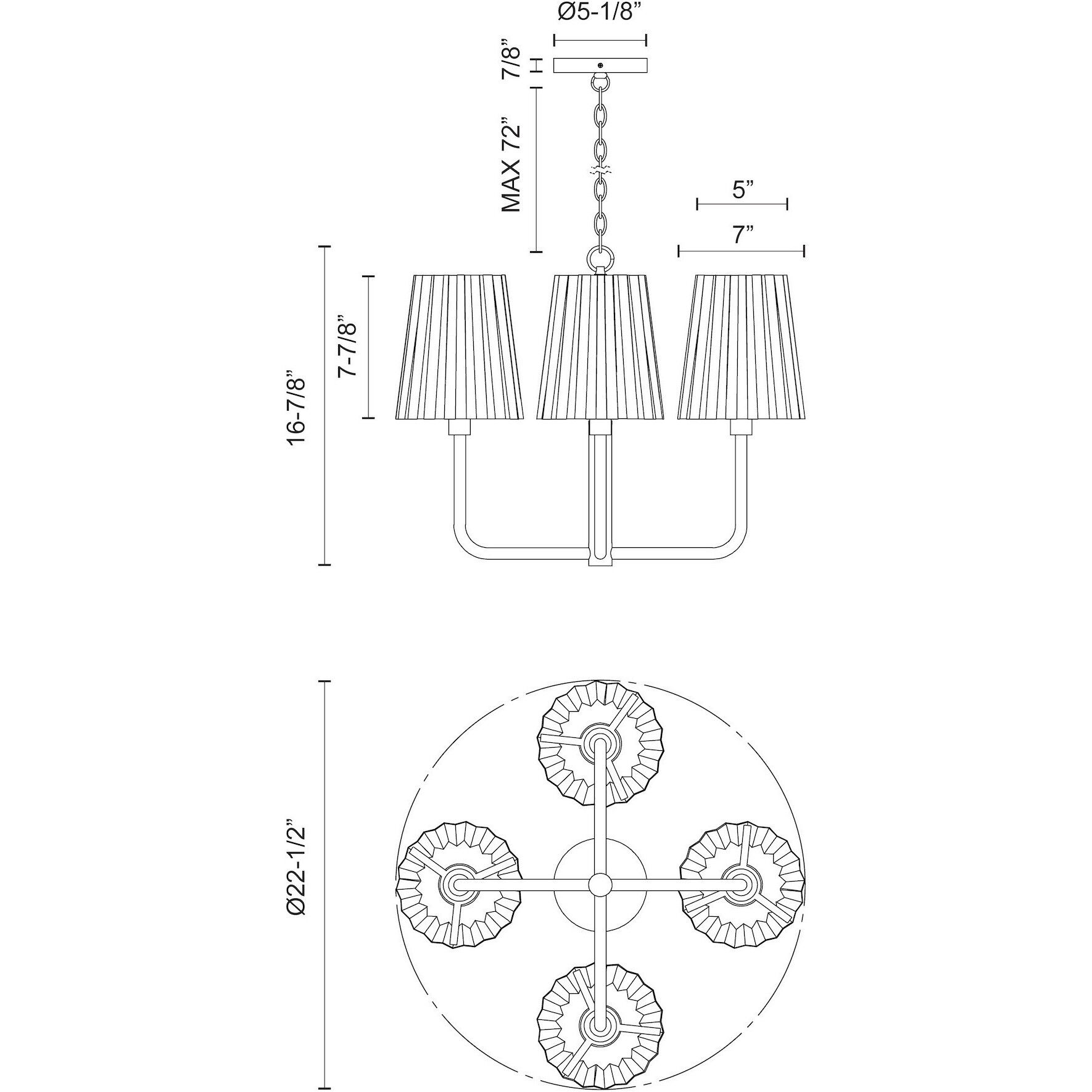 Alora Mood Plisse 4 Light 22.5 inch Matte Black Chandelier Ceiling Light