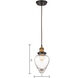Bartram 1 Light 7 inch Antique Brass with Oil Rubbed Bronze Mini Pendant Ceiling Light