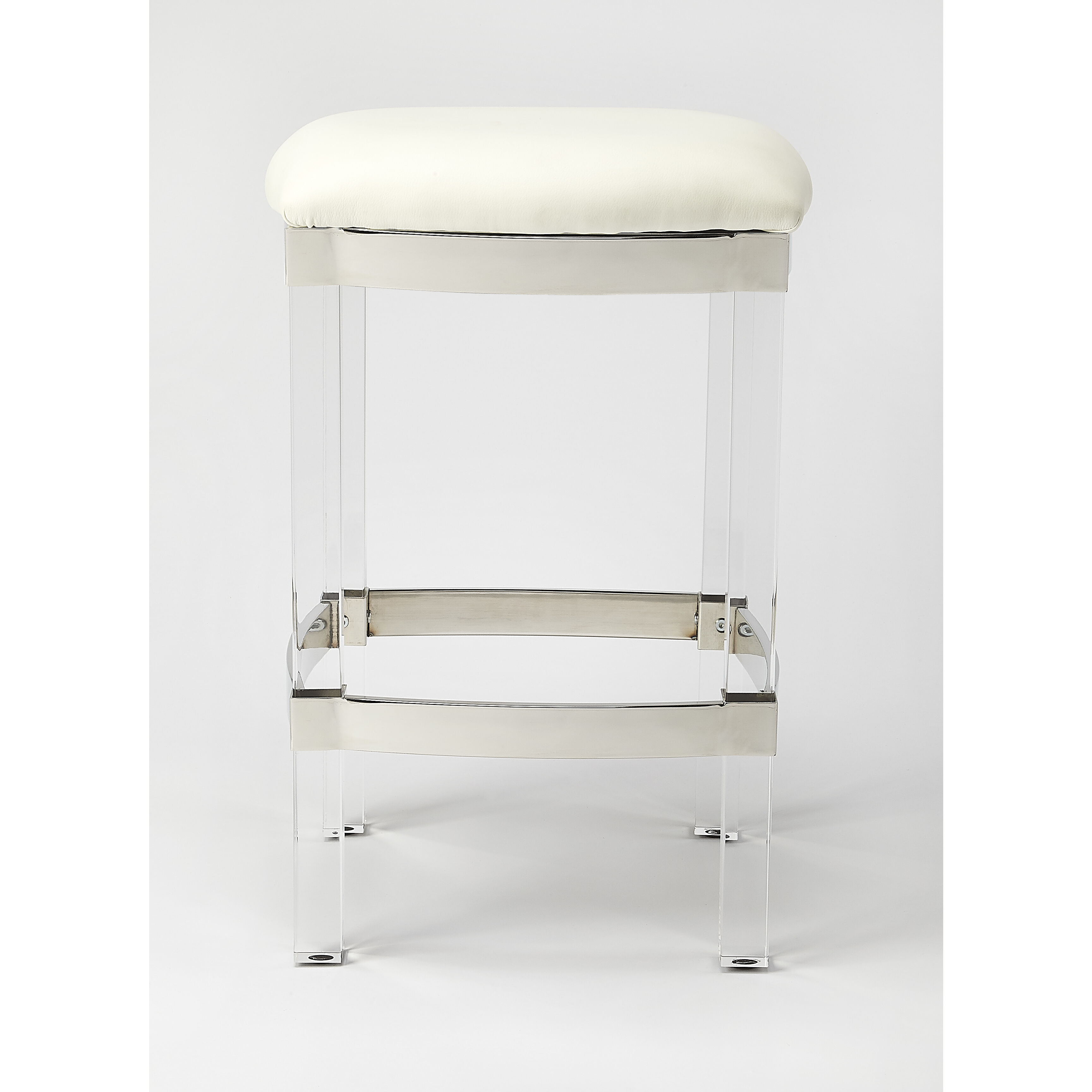 Butler Loft Jordan Acrylic & White Leather 24 inch White Leather Barstool