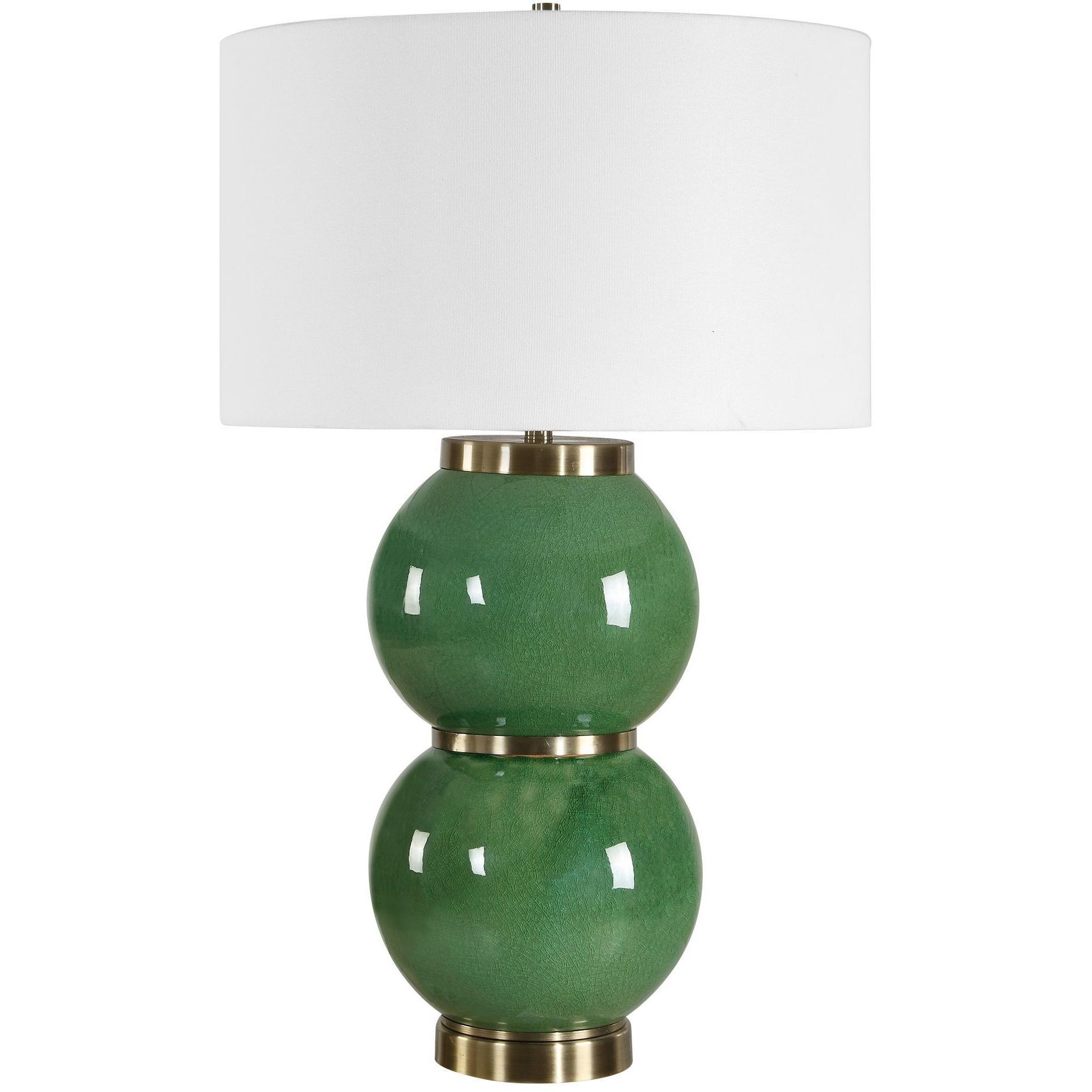 Banner 28 inch 150 watt Moss Green Glaze and Antique Brass Table Lamp Portable Light