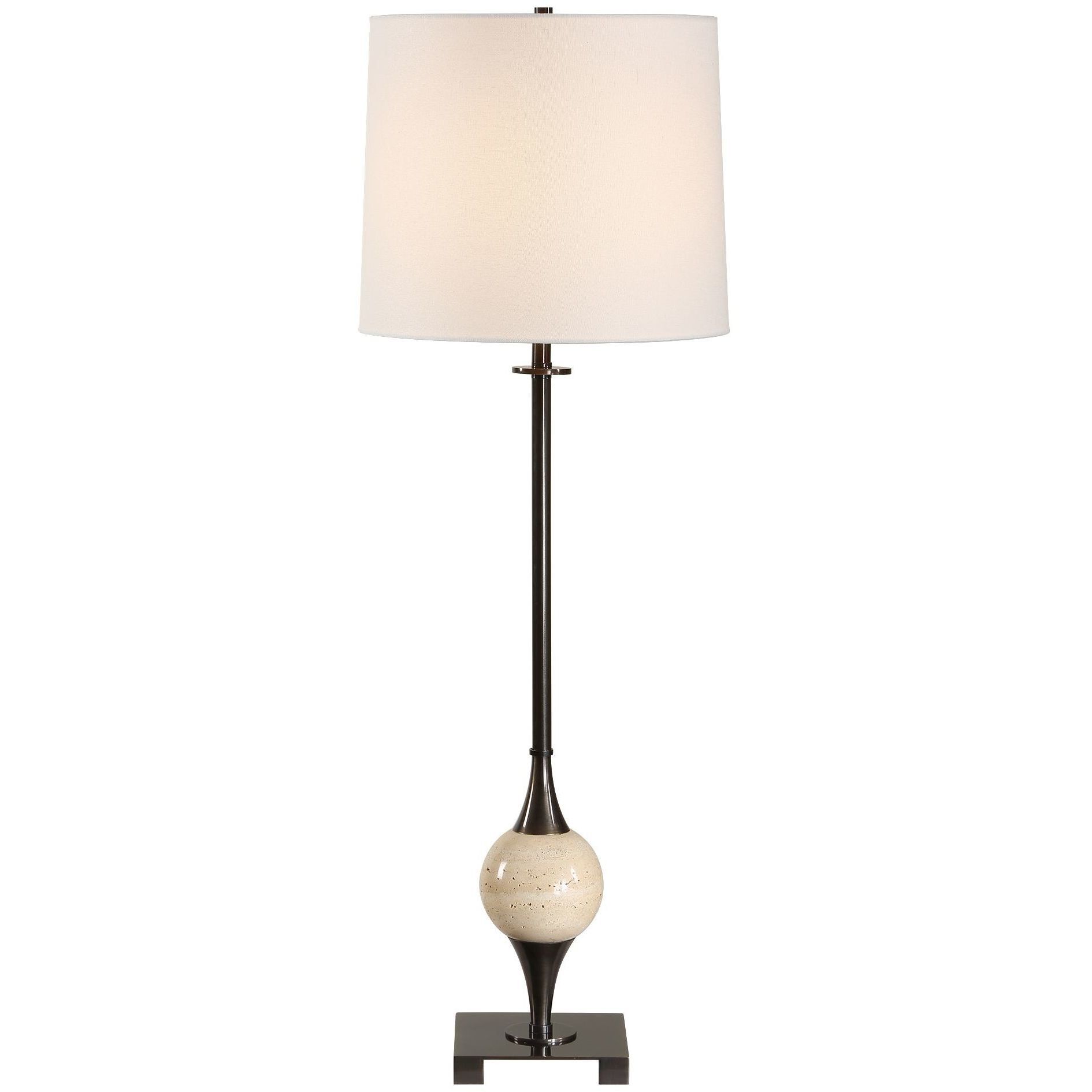 Dempsey 35 inch 150 watt Dark Bronze and Travertine Buffet Lamp Portable Light