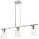 Cityview 3 Light 30 inch Brushed Nickel Linear Chandelier Ceiling Light