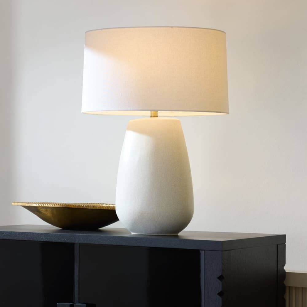 Deagan 29 inch 150.00 watt Matte Stained Ivory Crackle and Antique Brass Table Lamp Portable Light