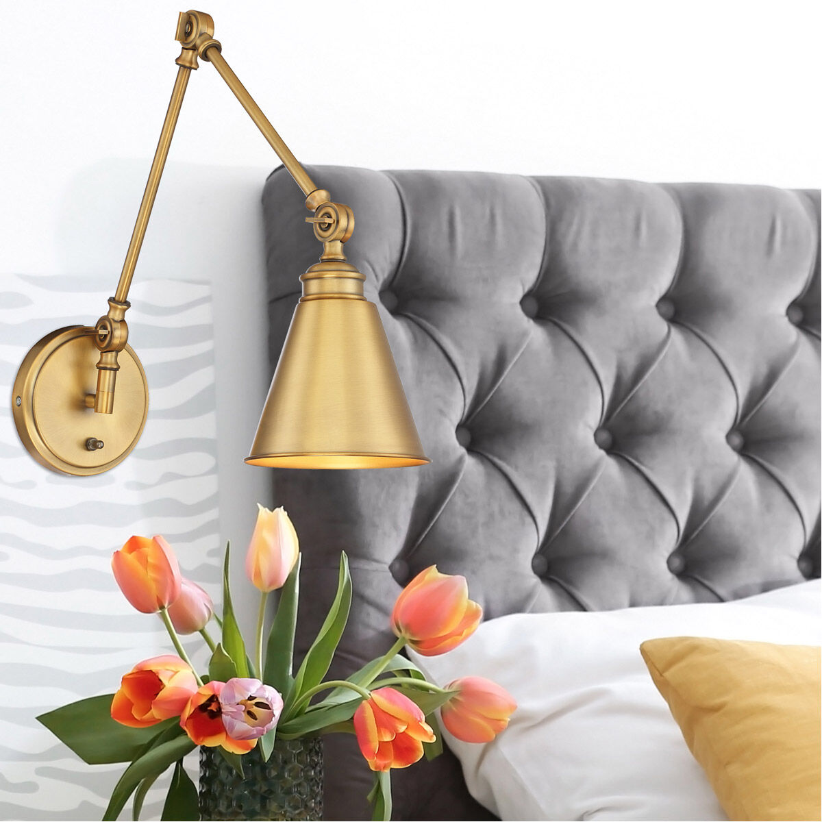 Morland 33.75 inch 60.00 watt Warm Brass Adjustable Wall Sconce Wall Light, Essentials