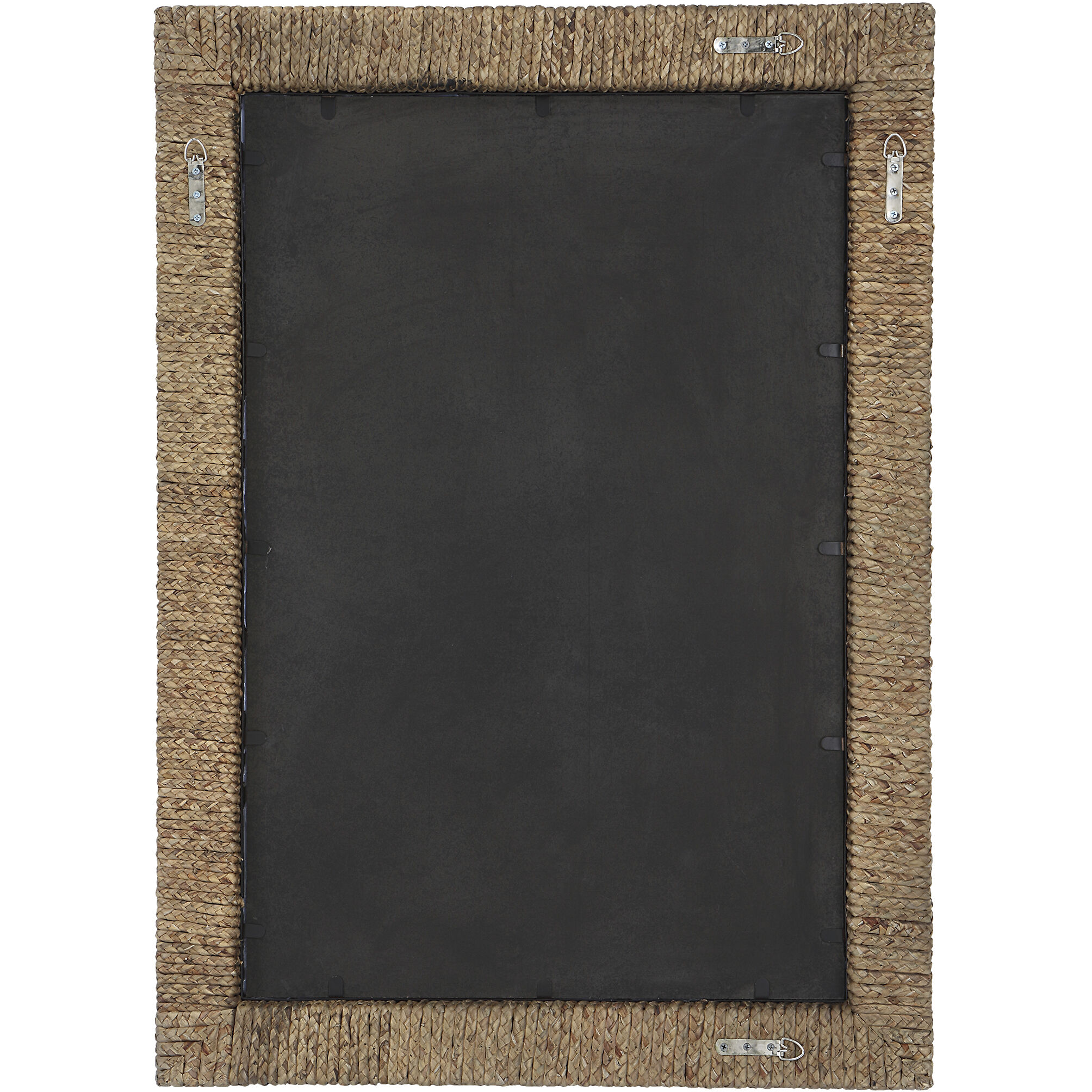 Island 41 X 30 inch Natural Braided Straw and Matte Black Mirror