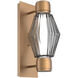 Aalto Mandrel Sconce Wall Light in 3000K LED, Optic Rib Smoke, Novel Brass