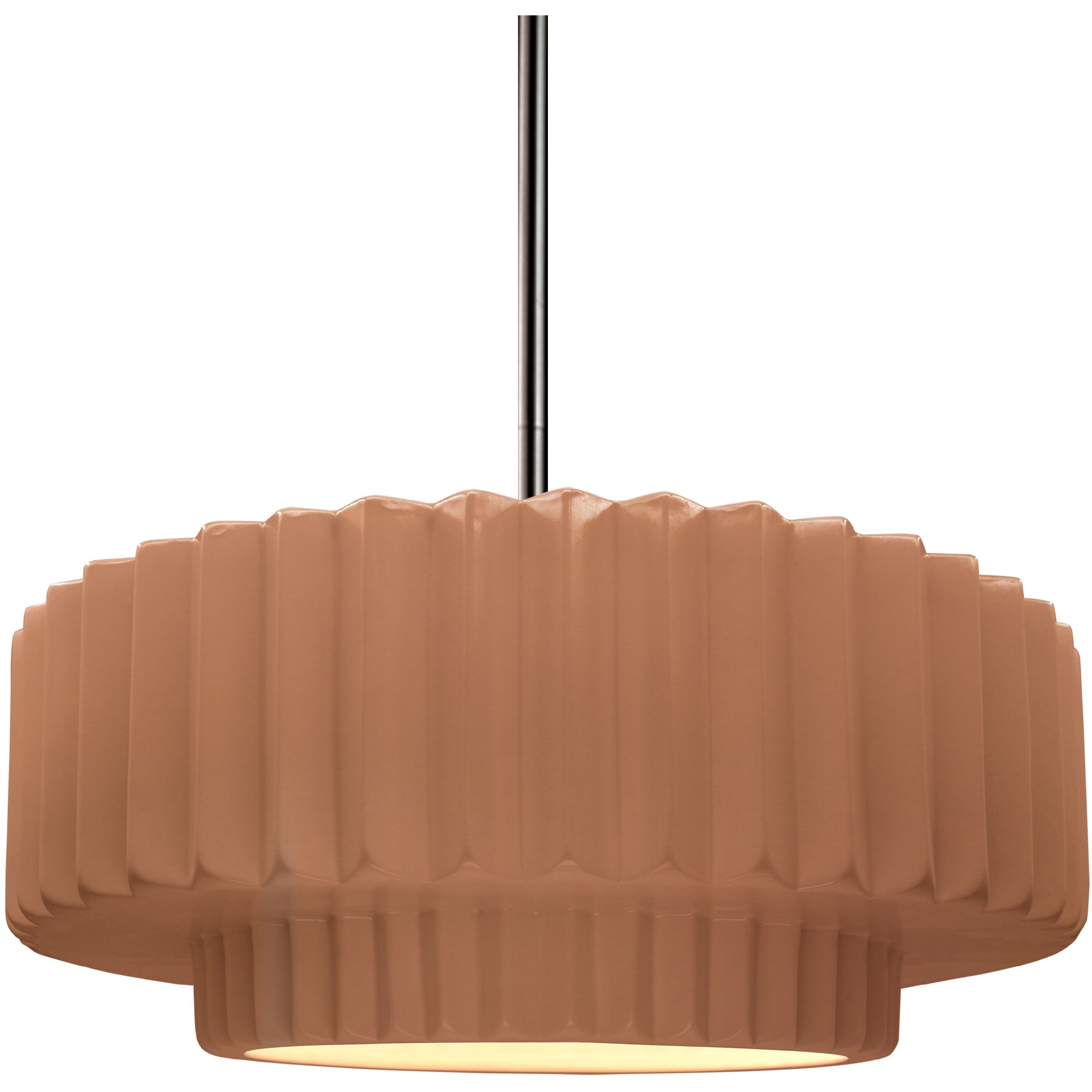 Radiance Collection - Pleated Tier Pendant Ceiling Light in Brushed Nickel, Dedicated LED, Black Cord, Adobe, 14.5W x 5.25H, Form+Finish+Function