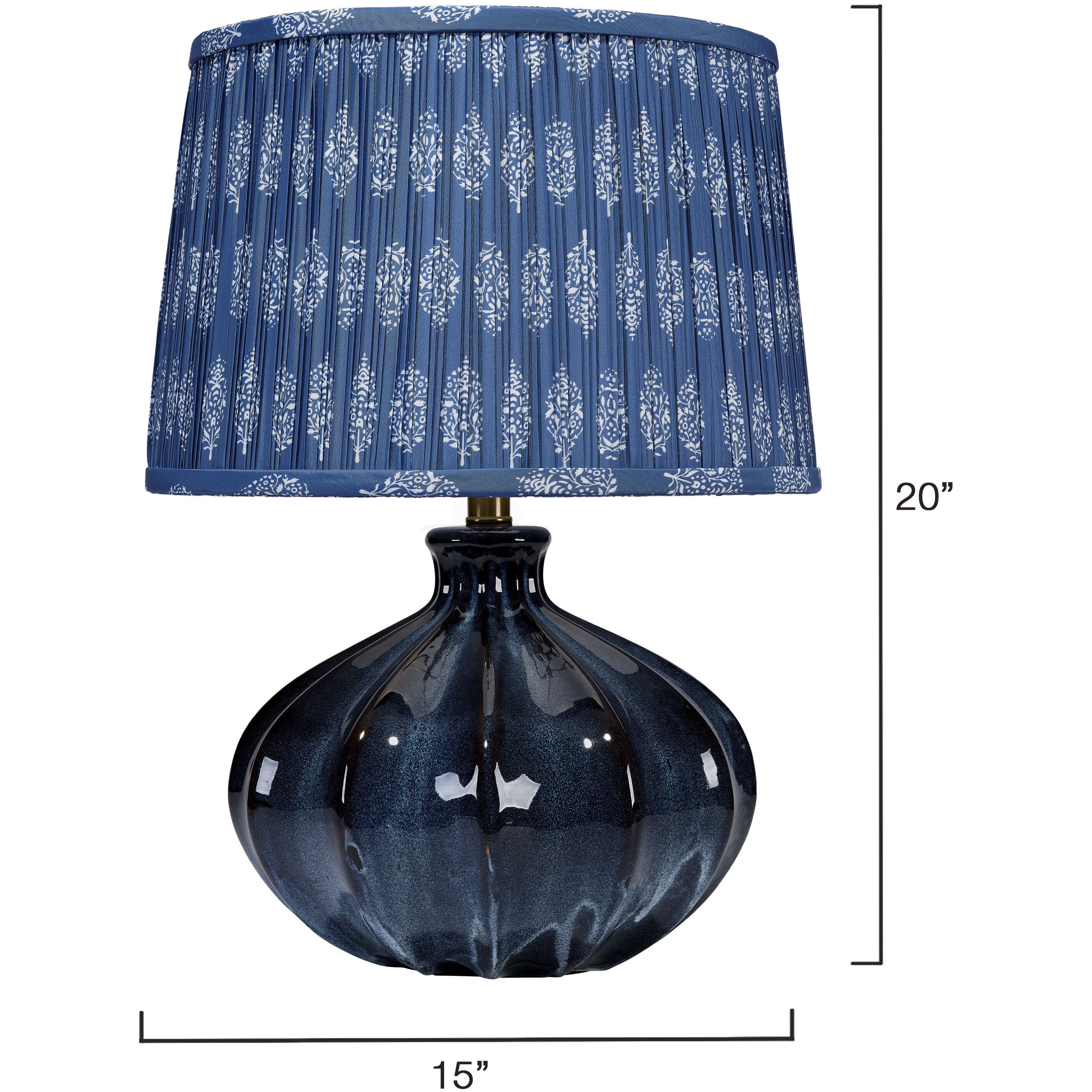 Hershey 20 inch 150.00 watt Reactive Deep Blue Glaze Table Lamp Portable Light