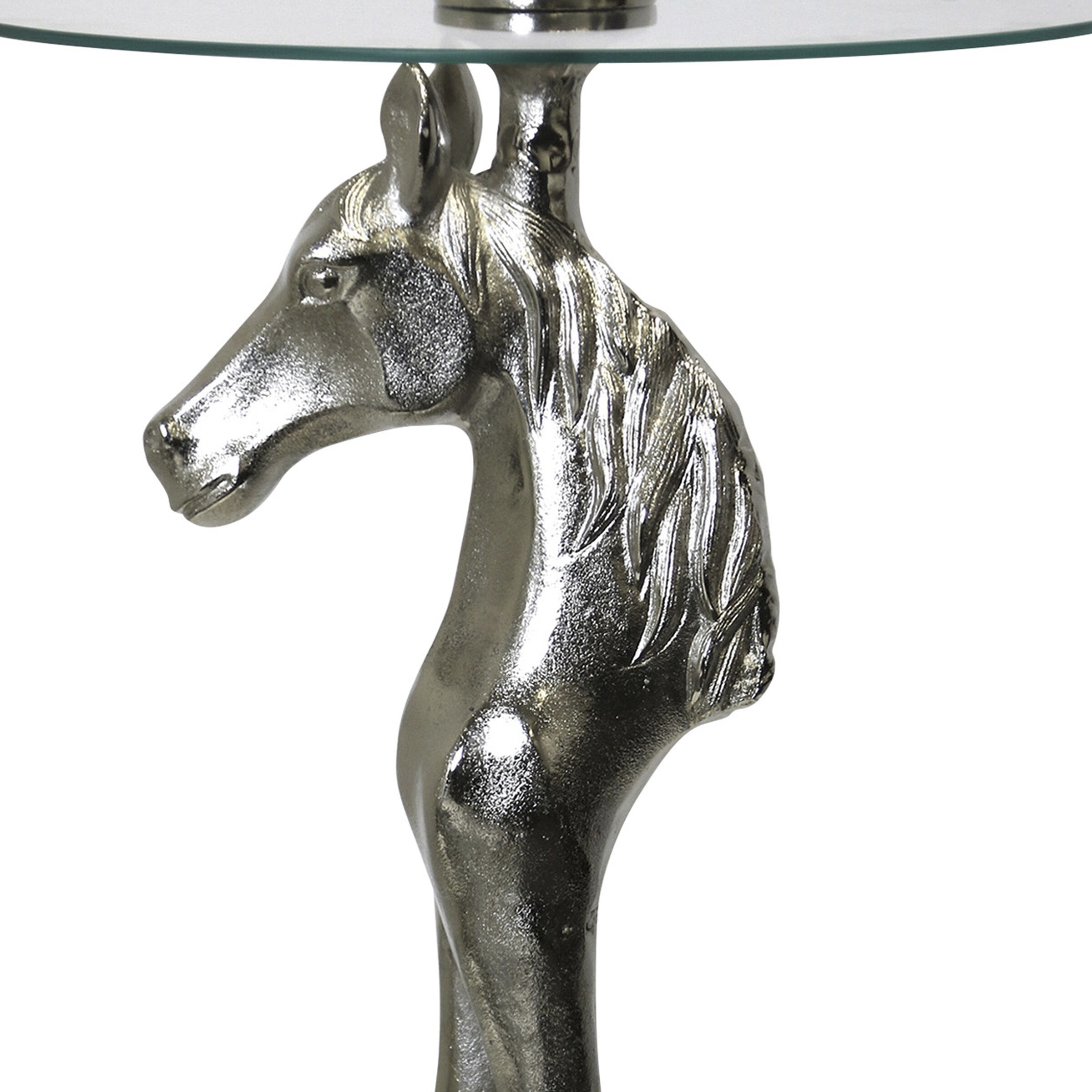 Equestrian 24.5 X 16 inch Nickel Plated and Clear Accent Table