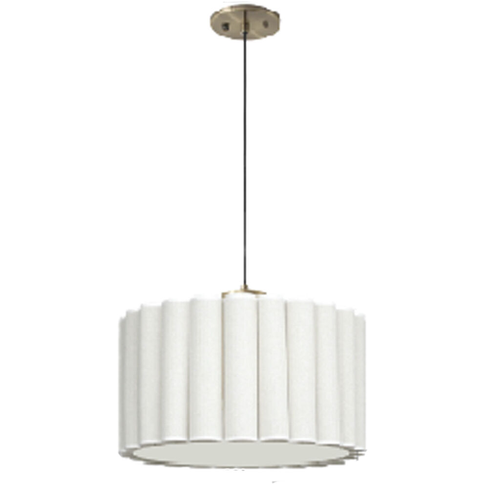 Scalloped LED 15 inch Weathered Brass and Walnut Pendant Ceiling Light