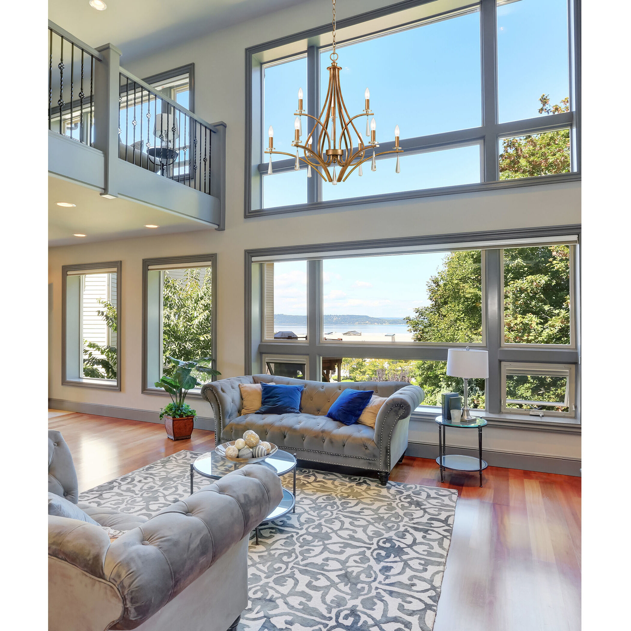 Katania 9 Light 30 inch Antique Gold Chandelier Ceiling Light