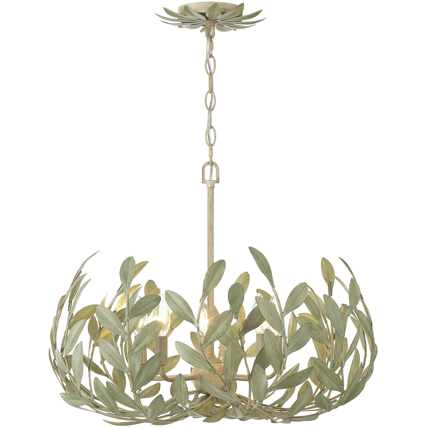 Broche 5 Light 23 inch Champagne Green Tea Chandelier Ceiling Light