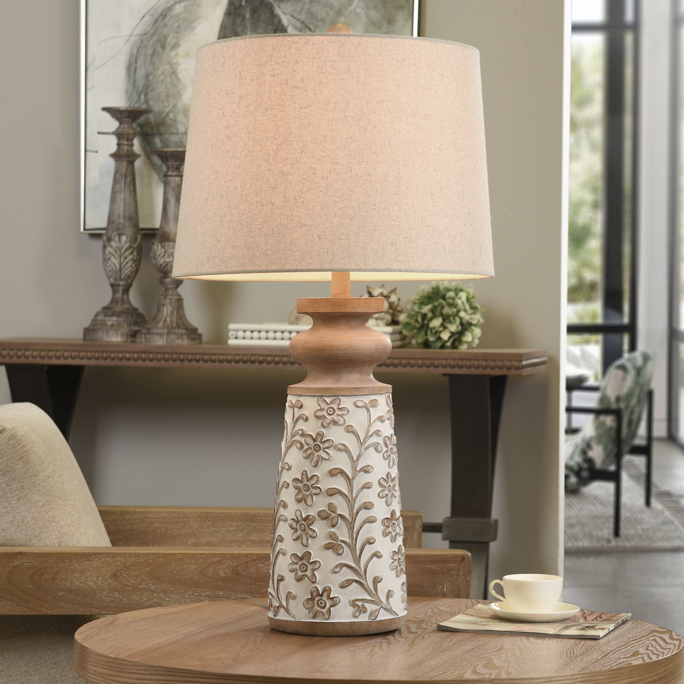 Isaac 32 inch 100.00 watt Light Beige and White Table Lamp Portable Light