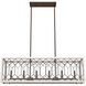 Chevron 6 Light 40 inch Textured Rust Linear Chandelier Ceiling Light