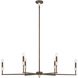 Montclair 6 Light 46 inch Forged Bronze and White Linear Chandelier Ceiling Light