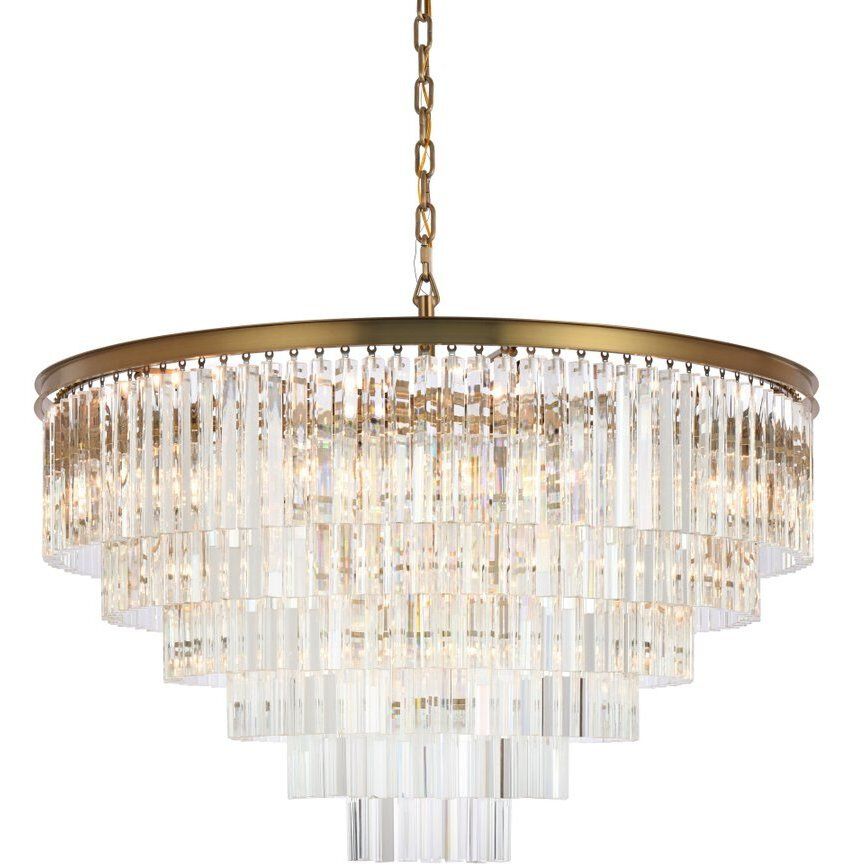 Sydney 33 Light 44 inch Satin Gold Chandelier Ceiling Light in Clear