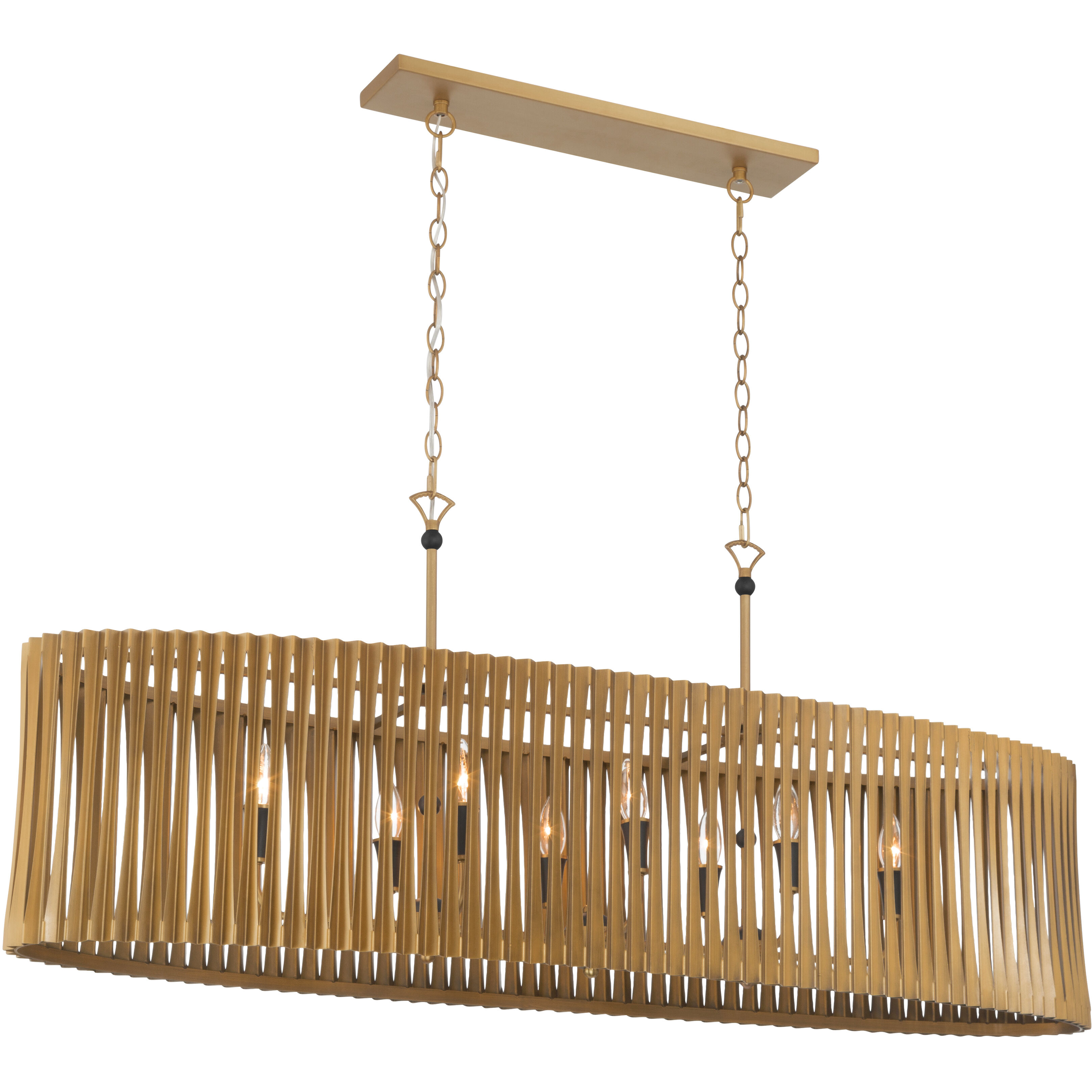 Aven 8 Light 52 inch Sand Coal Black and Legacy Brass Linear Chandelier Ceiling Light