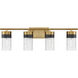 Brickell 4 Light 30 inch Warm Brass Bathroom Vanity Light Wall Light