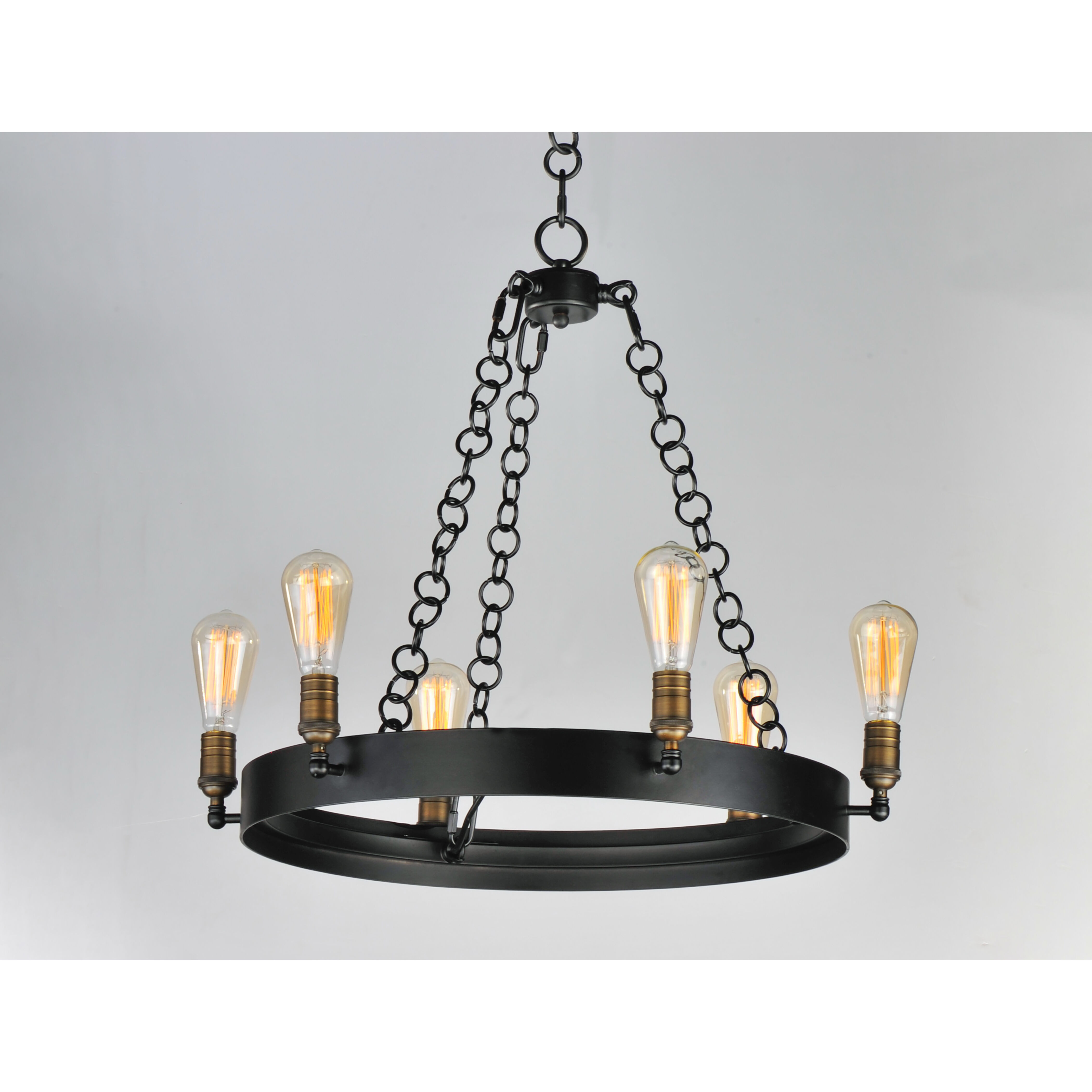 Noble 6 Light 26 inch Black/Natural Aged Brass Chandelier Ceiling Light in Medium Base