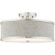 Park Ridge 3 Light 15 inch Brushed Nickel Semi Flush Ceiling Light 