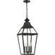 Jackson 4 Light 14 inch Black with Gold Highlights Outdoor Hanging Lantern