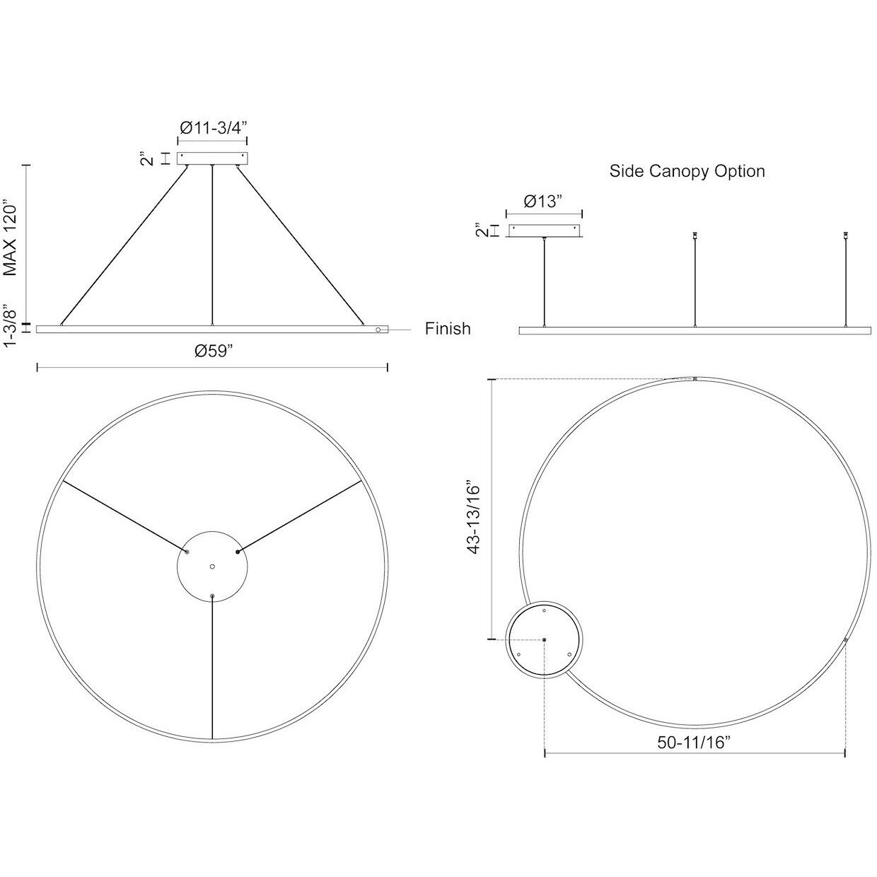 Cerchio Pendant Ceiling Light in White