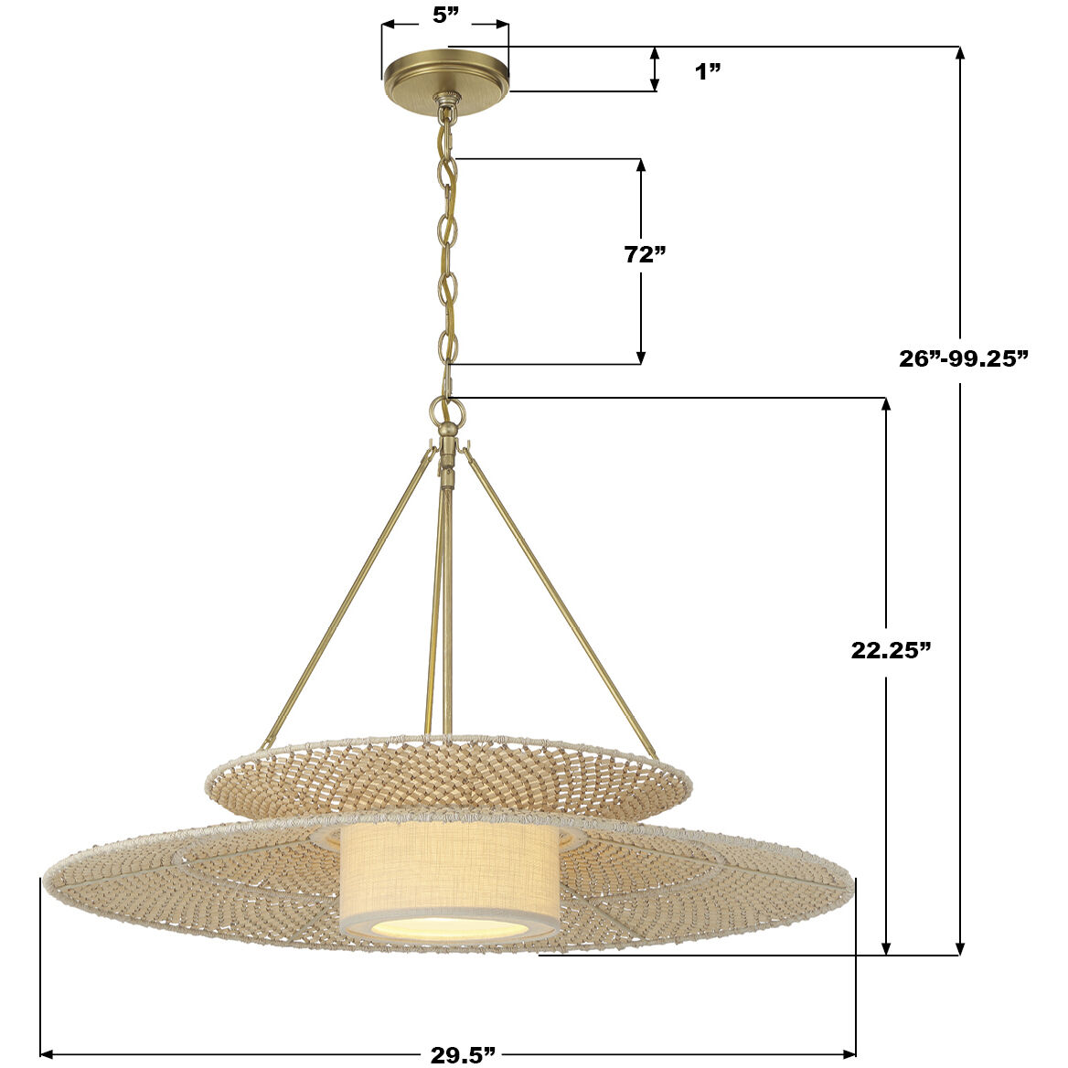Janipher 1 Light 29.5 inch Soft Gold Chandelier Ceiling Light