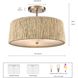 Cabana 3 Light 16 inch Lacquered Gold Semi Flush Ceiling Light