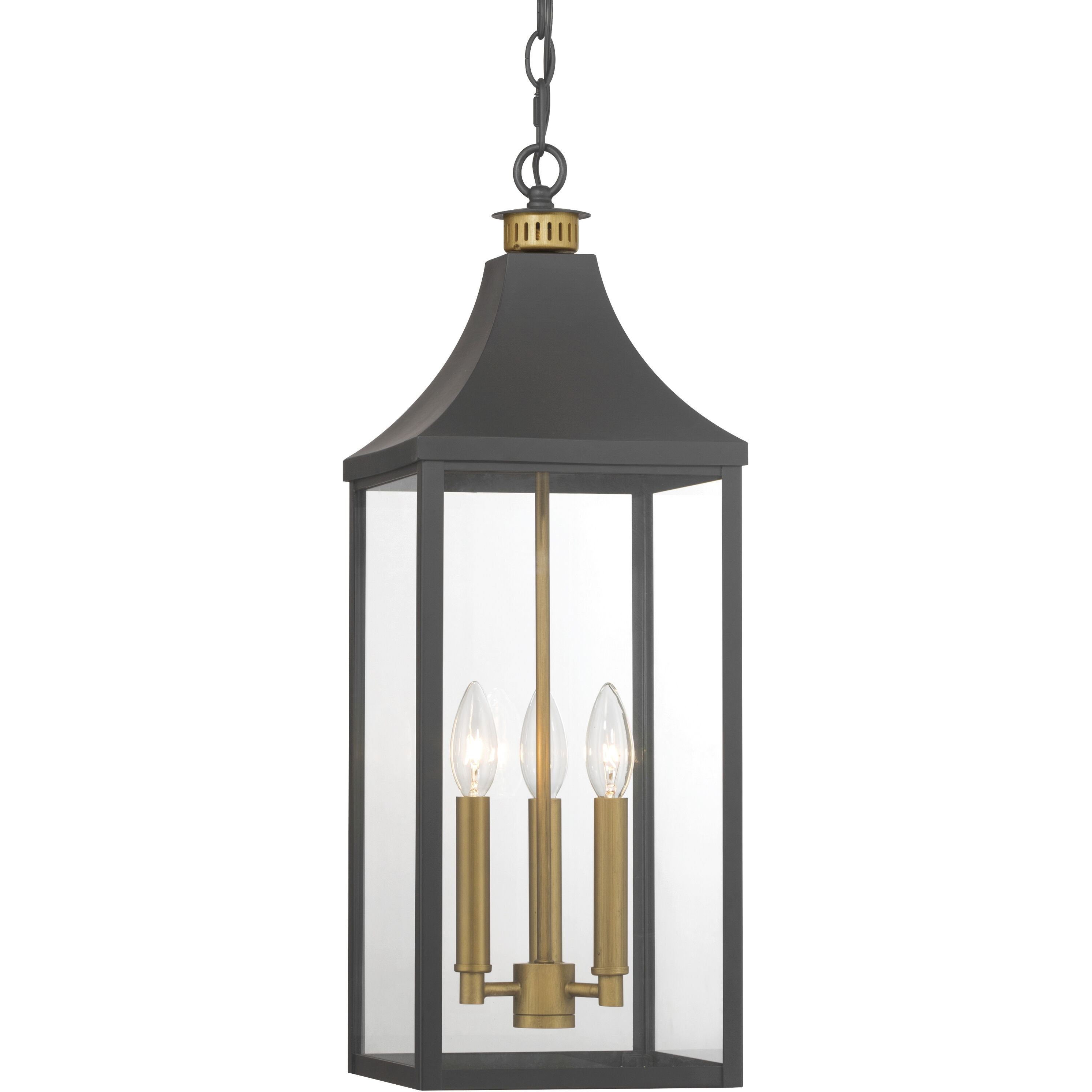 Hurstborne 3 Light 8.5 inch Dark Matte Black and Painted Legacy Brass Outdoor Hanging Lantern
