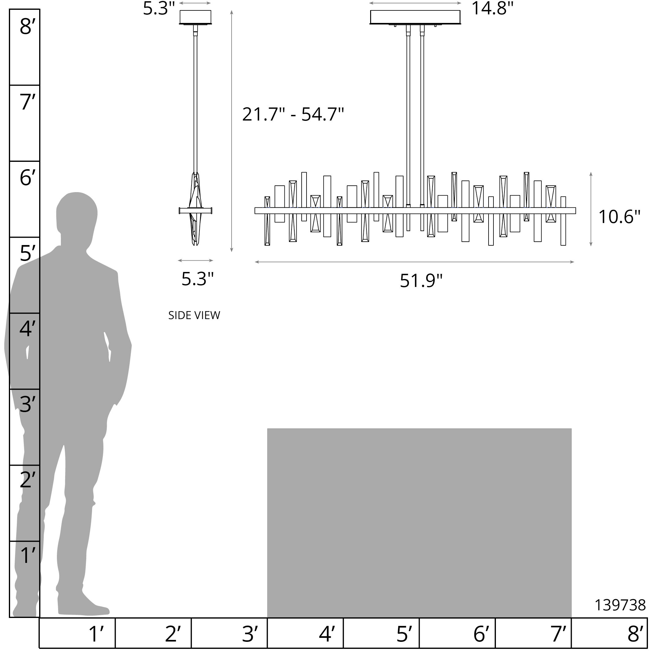 Solitude LED 51.9 inch Modern Brass Pendant Ceiling Light, Large