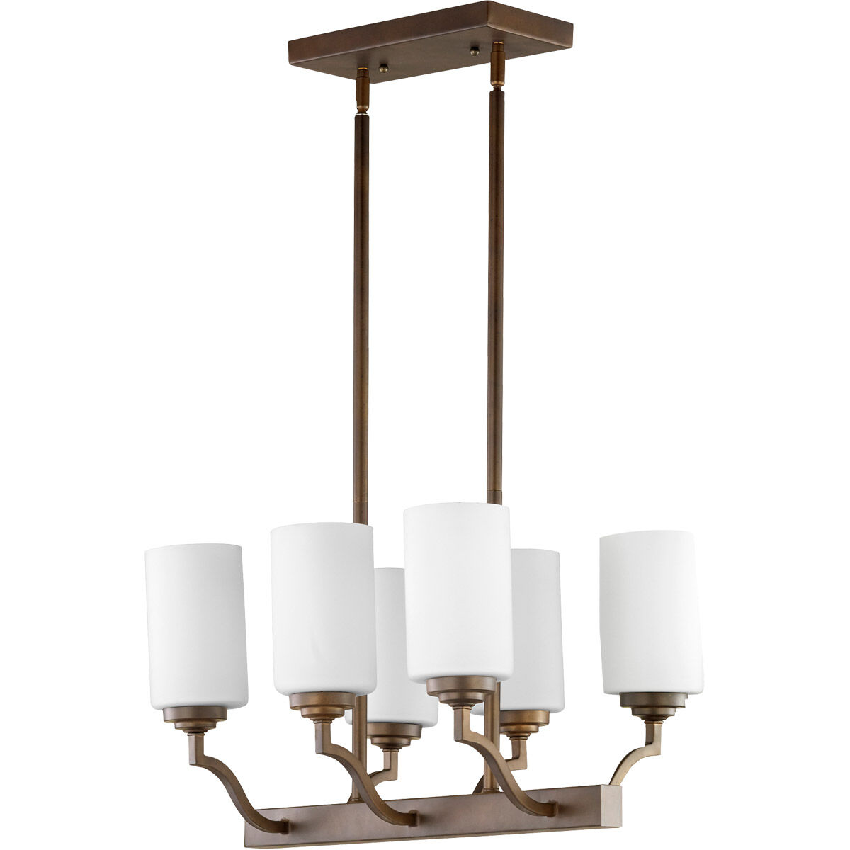 Atwood 6 Light 20 inch Oiled Bronze Island Light Ceiling Light, Satin Opal