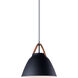Nordic 1 Light 14.25 inch Tan Leather/Black Single Pendant Ceiling Light in Tan Leather and Black
