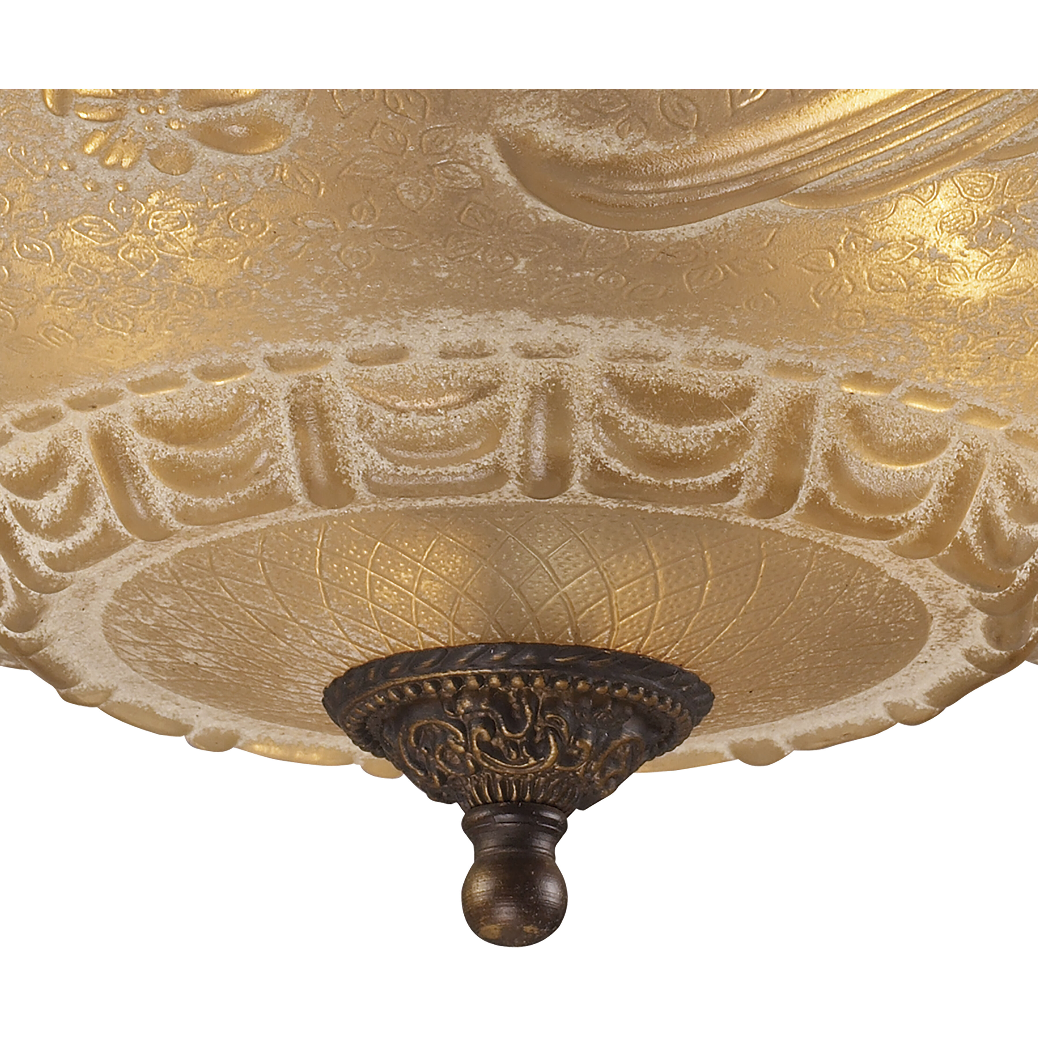 Restoration 3 Light 16 inch Antique Golden Bronze Semi Flush Mount Ceiling Light