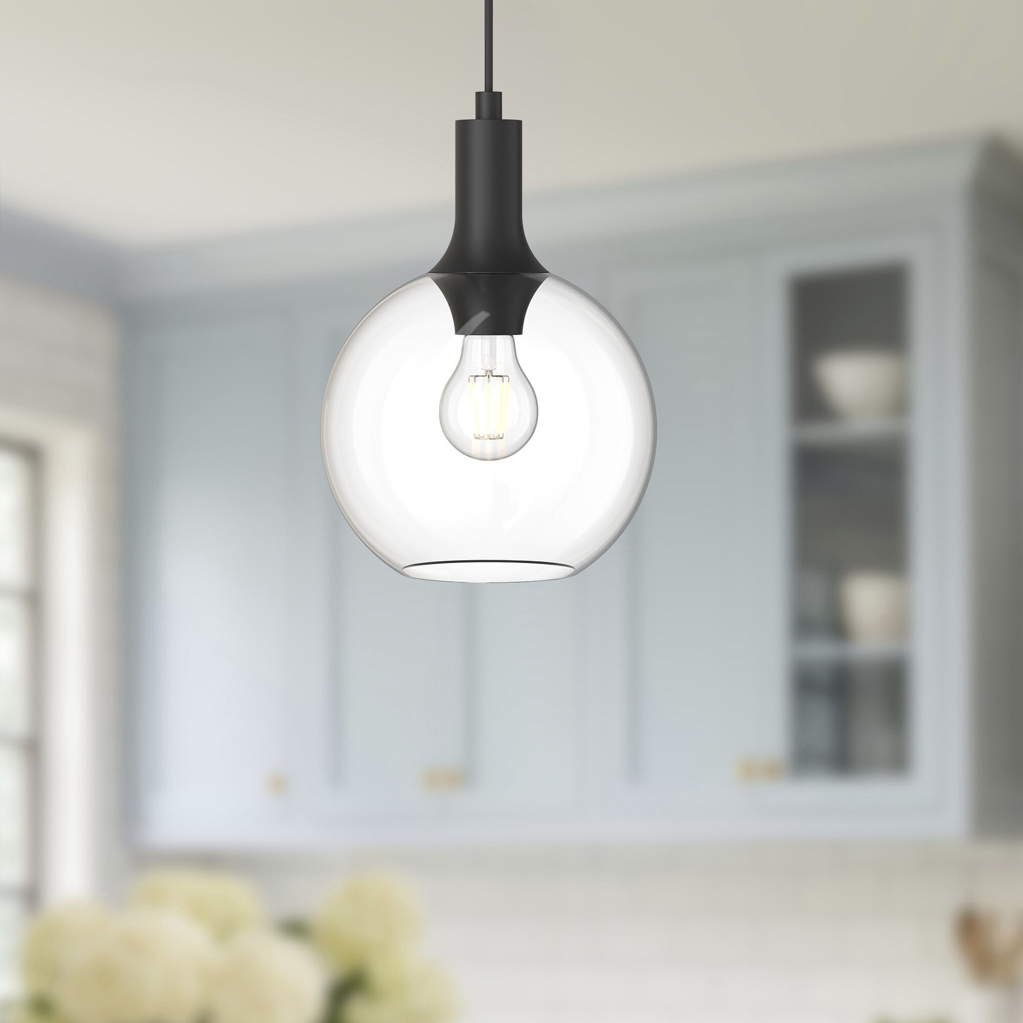Alora Mood Castilla 1 Light 7.88 inch Clear Glass/Matte Black Pendant Ceiling Light