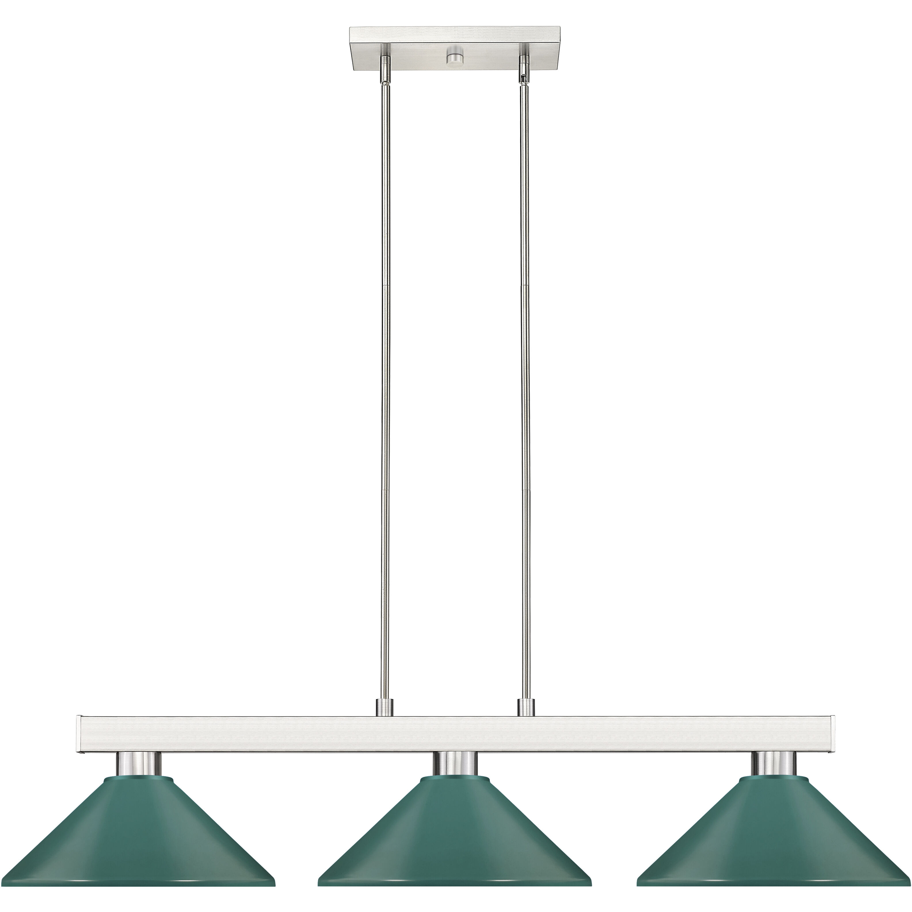 Cobalt 3 Light 46 inch Brushed Nickel Billiard Ceiling Light in Dark Green