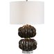 Jaudon 24.5 inch 150 watt Dark Bronze and Chocolate and Clear Crystal and Brass Table Lamp Portable Light