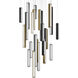 Chaos LED 28 inch Black and Aged Brass Multi-Light Pendant Ceiling Light